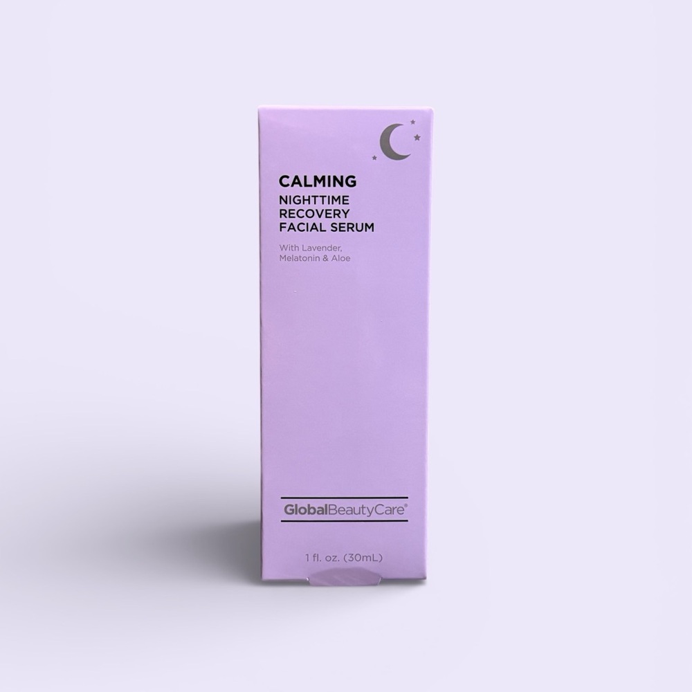 Global Beauty Care Calming Nighttime Facial Serum with Lavender Melatonin Aloe
